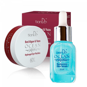 Compra los parches de hidrogel para ojos de algas rojas y yuzu y llévate GRATIS el sérum facial de ácido hialurónico