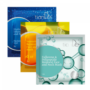 Compra 2 mascarillas faciales y de cuello: Mascarilla facial y de cuello hidrointensiva con ácido hialurónico + Mascarilla facial y de cuello rejuvenecedora intensiva con Q10 y llévate GRATIS la mascarilla facial y de cuello renovadora con fulerenos y polipéptidos