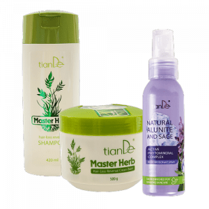 Compra 2 productos: Champú para revertir la caída del cabello + Crema bálsamo para revertir la caída del cabello y llévate GRATIS un desodorante corporal en spray de alunita y salvia natural