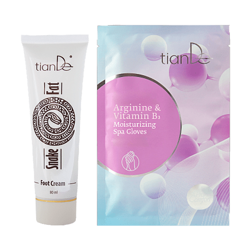 Compra la Crema para Pies con Grasa de Serpiente y recibe GRATIS los Guantes Hidratantes de Spa con Arginina y Vitamina B3